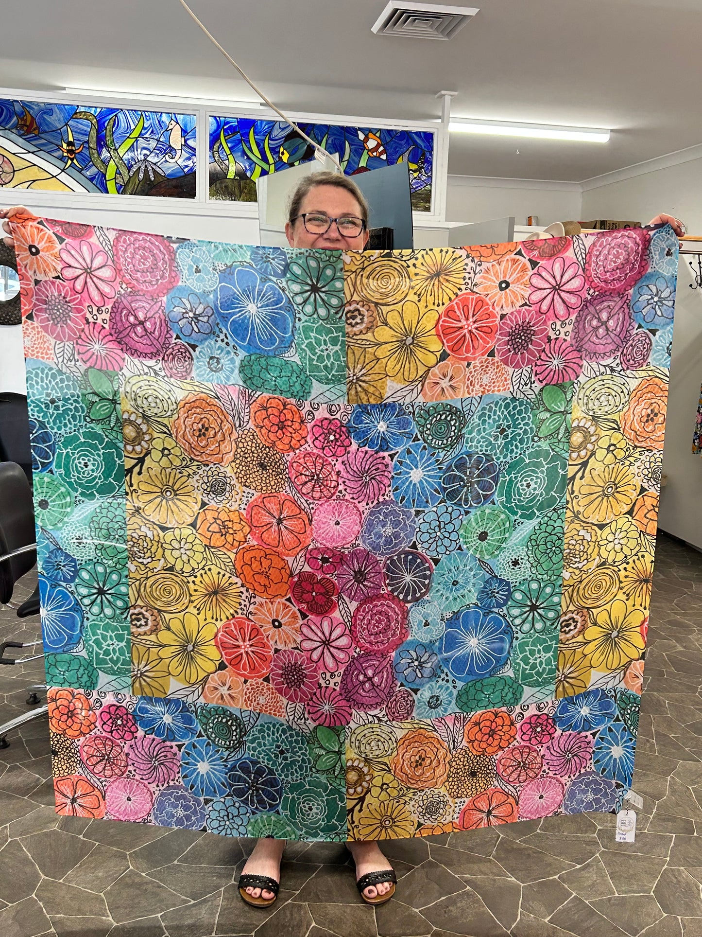 Rainbow flowers scarf