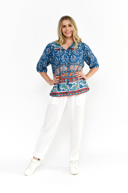 Jasmin Aztec top - Blue