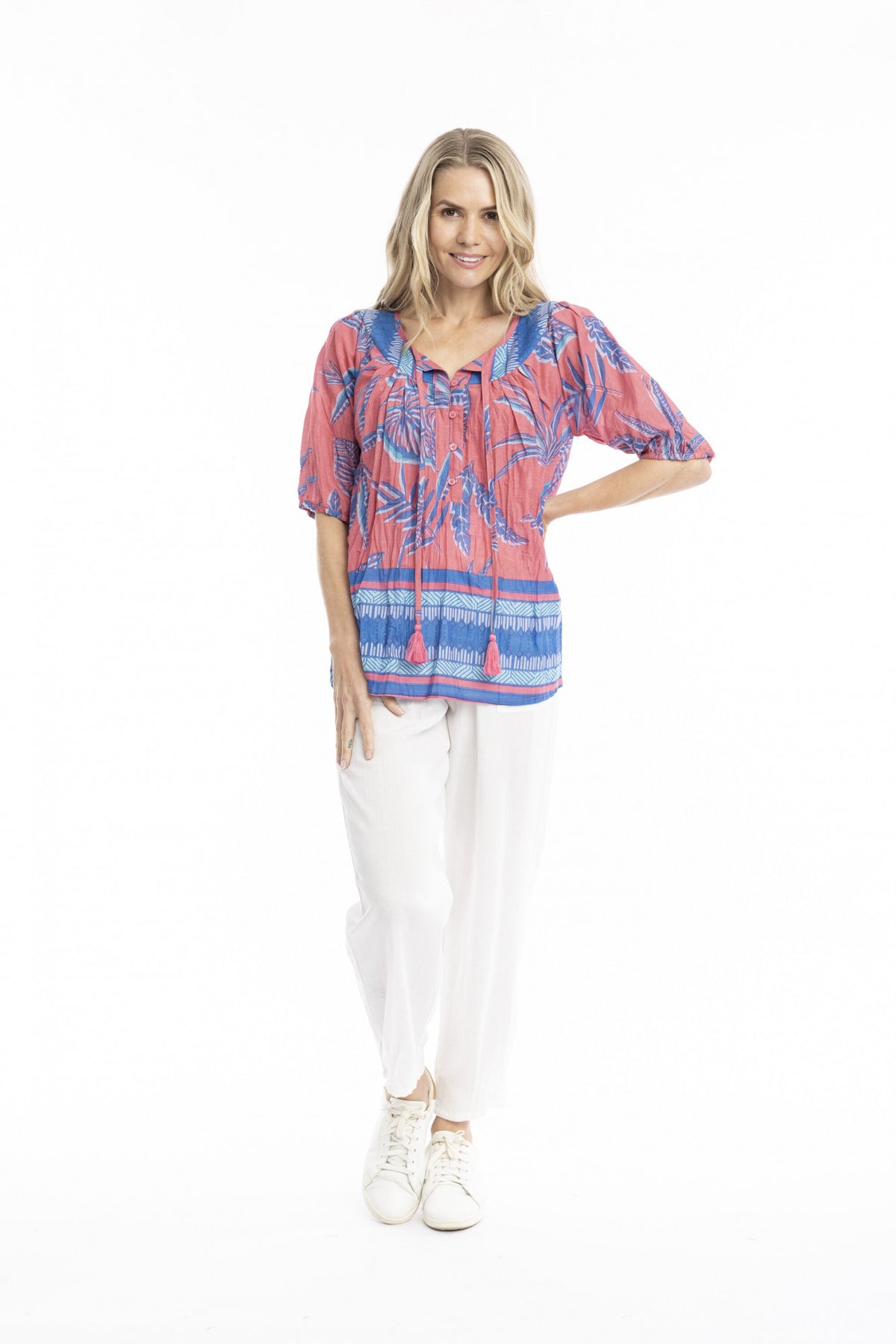 Tessa V neck tassel top
