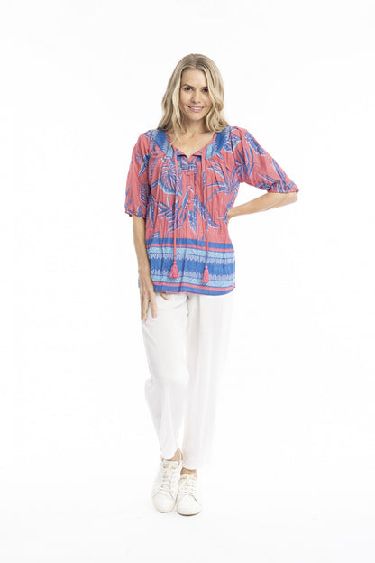 Tessa V neck tassel top