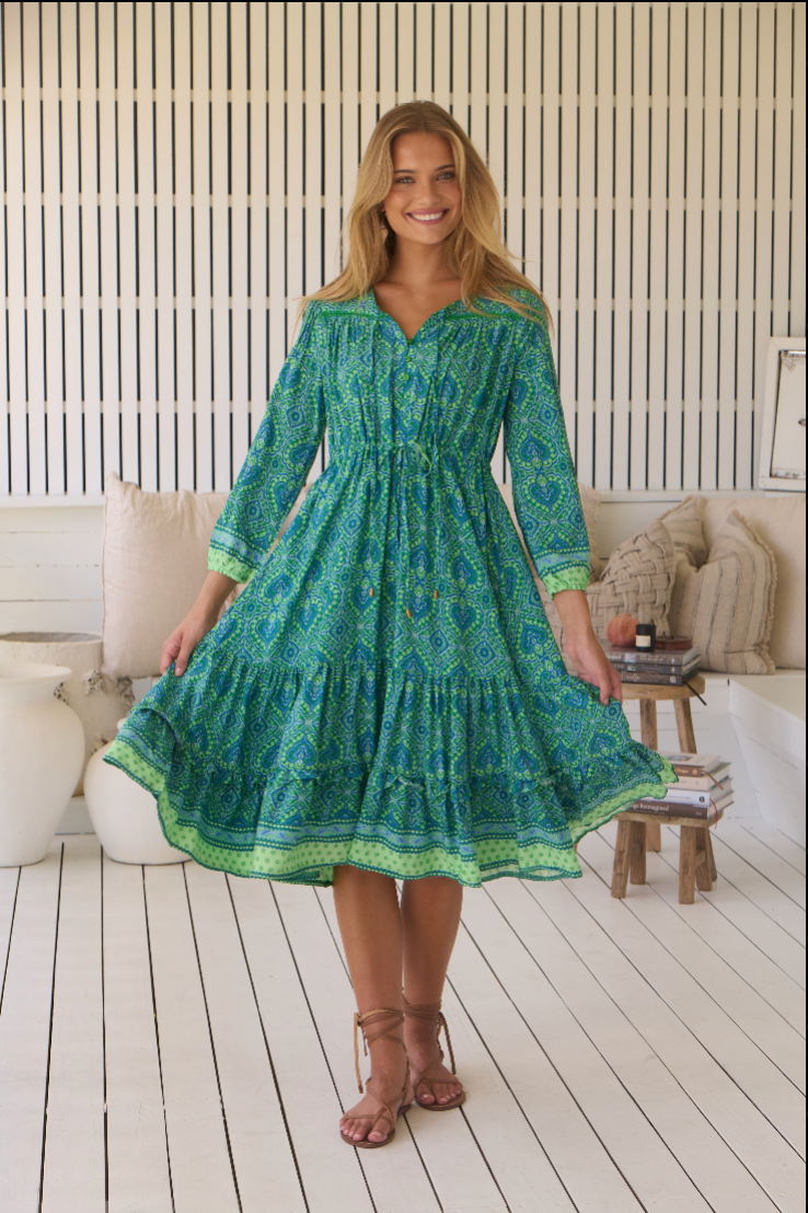 Tranquility print Olly Midi Dress