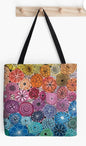 Rainbow flowers tote