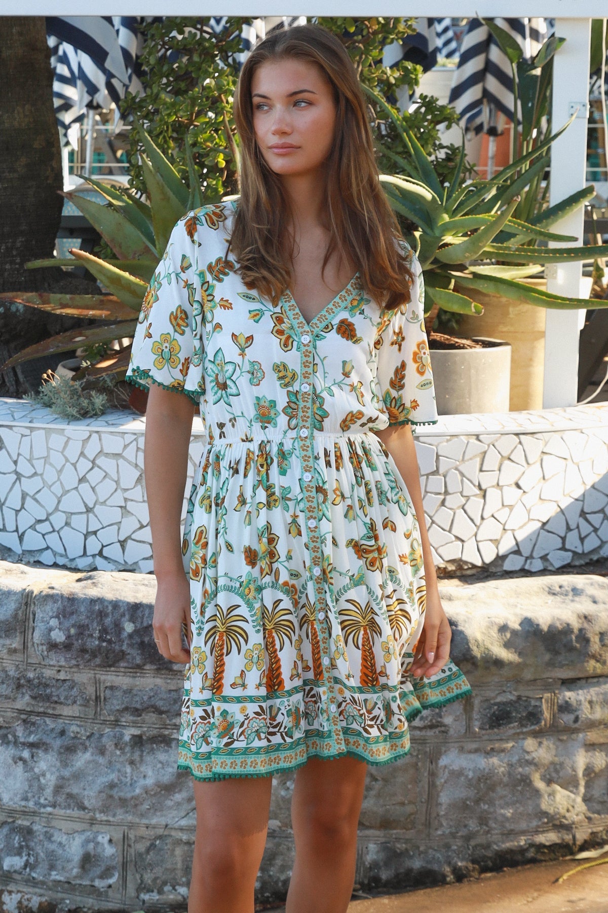 Leona V neck mini dress