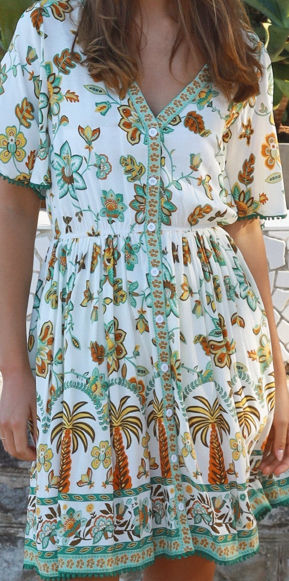 Leona V neck mini dress