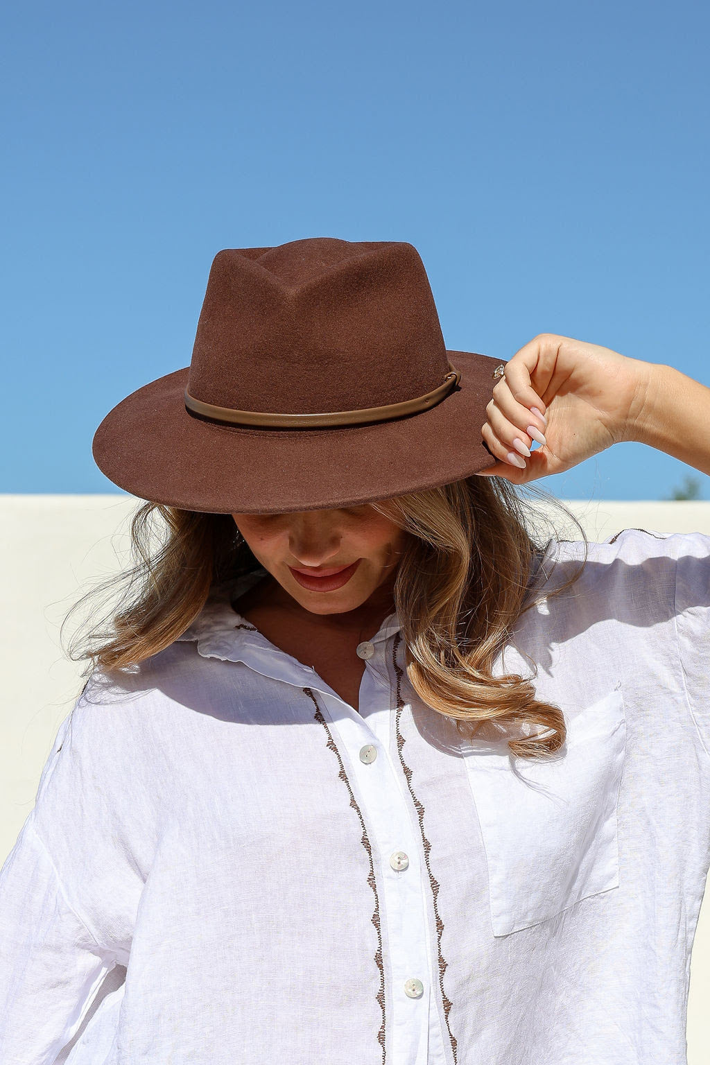 Wool fixed brim hat
