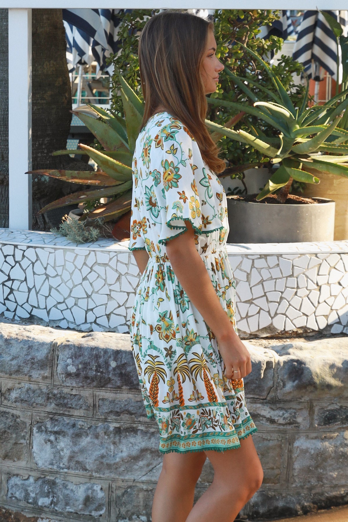 Leona V neck mini dress