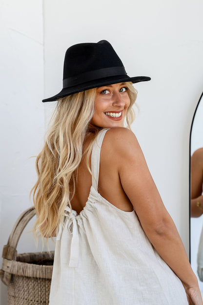 Wool fixed brim hat