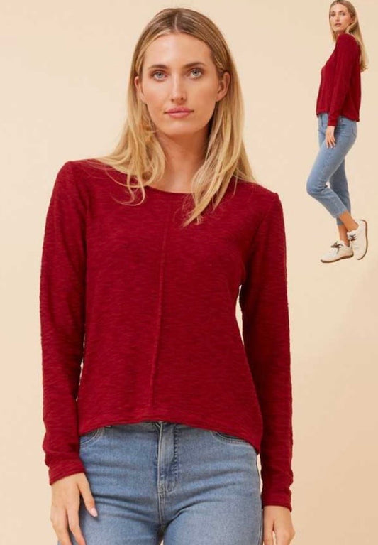 Jenna textured top - Berry Red