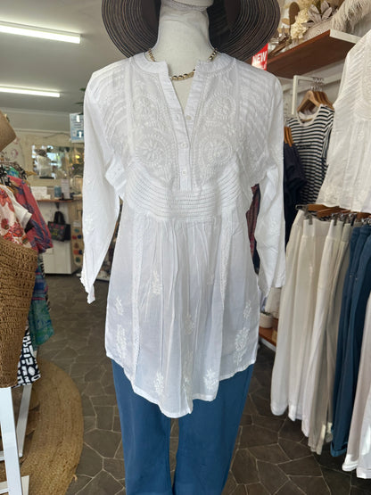 Shiloh embroidered cotton shirt