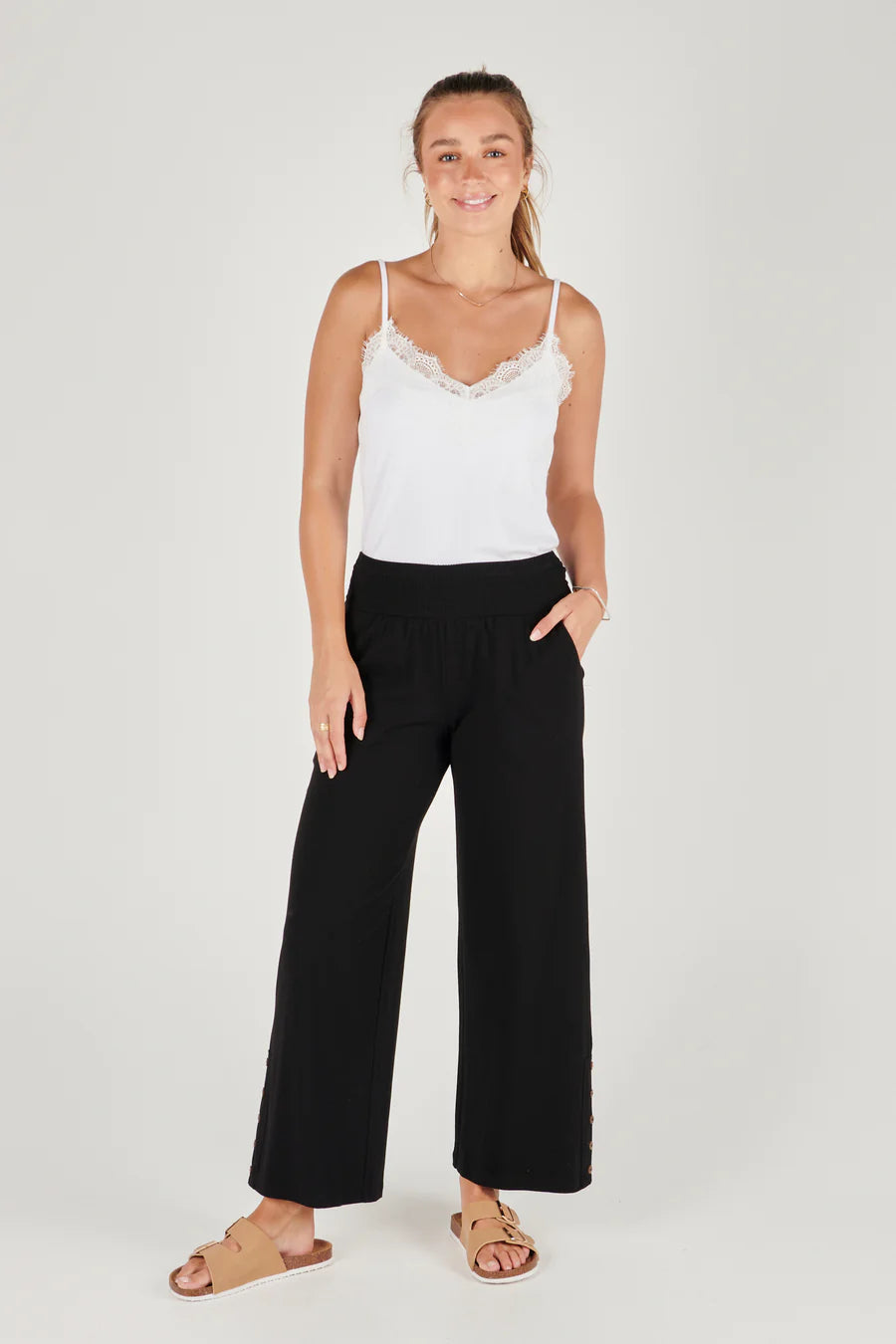 Shirred waistband pant