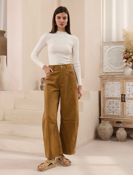 Janel Camel Cord Pants