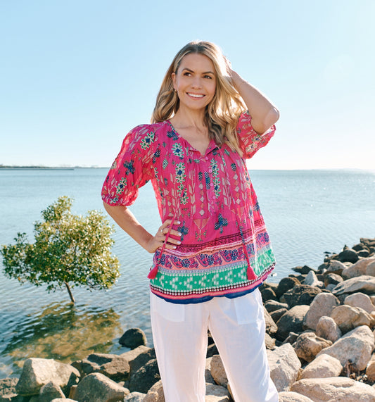 Jasmine Aztec top - Pink