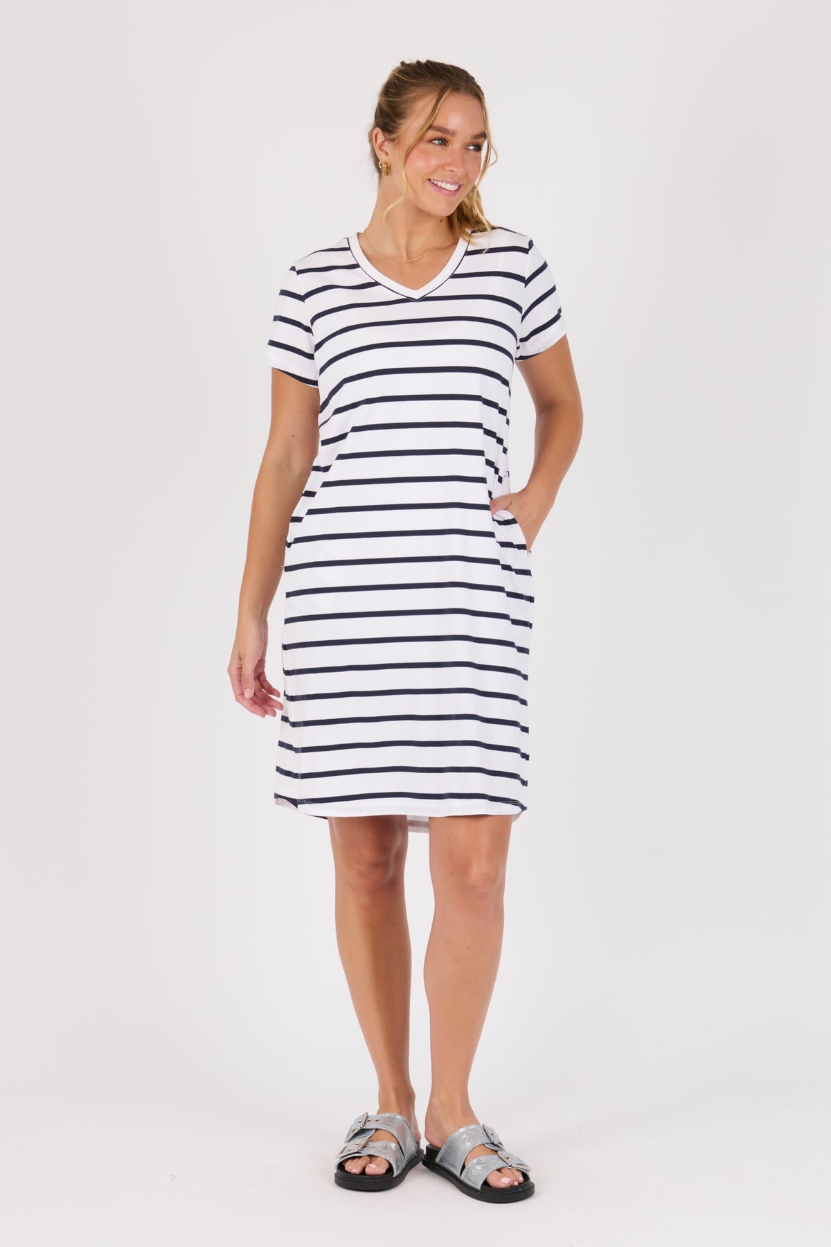 Striped T shirt dresses