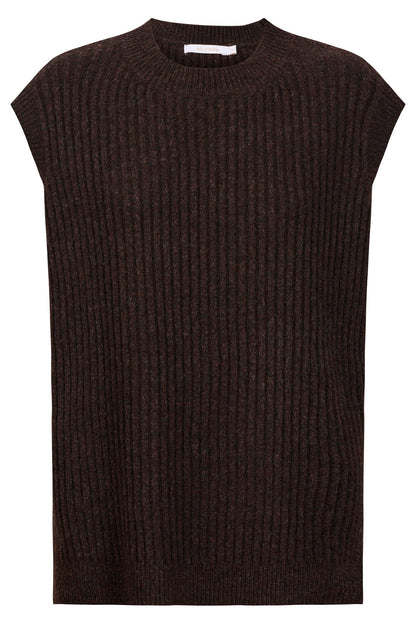 Miru Crew knit vest- chocolate