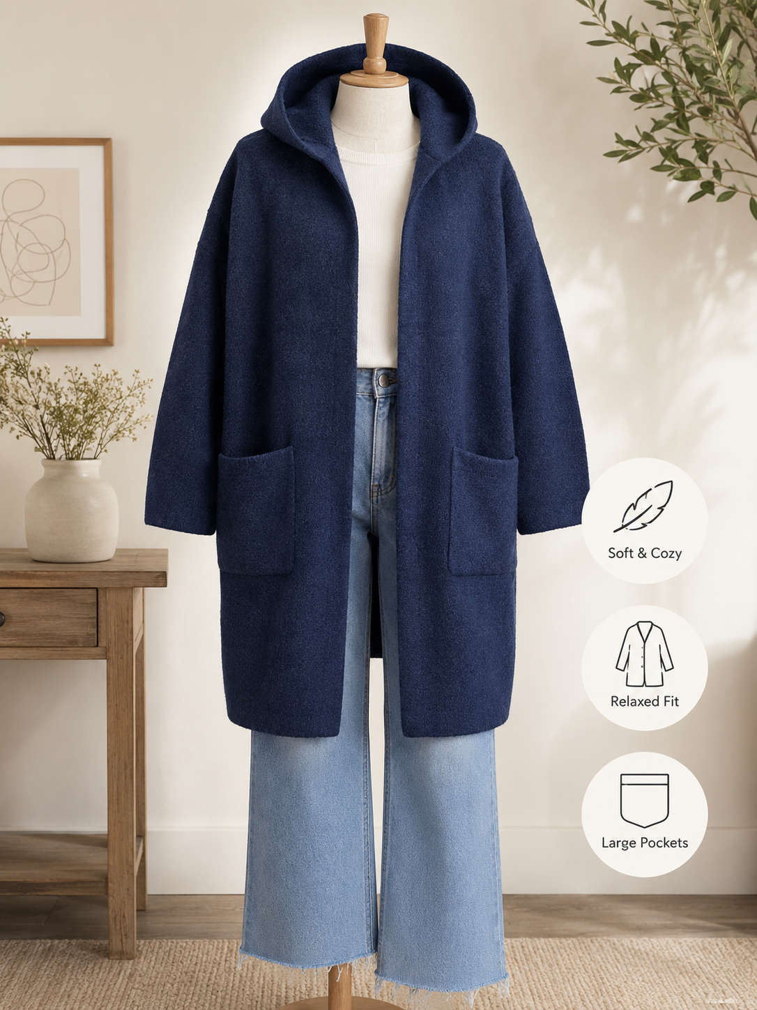 Maggie long hoodie cardigan