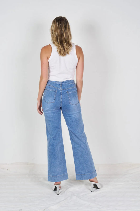 Jayla wide leg patch pocket jeans