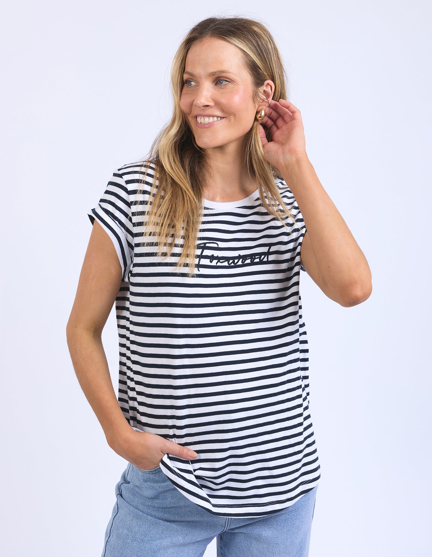 Signature Stripe Tee - Navy/White